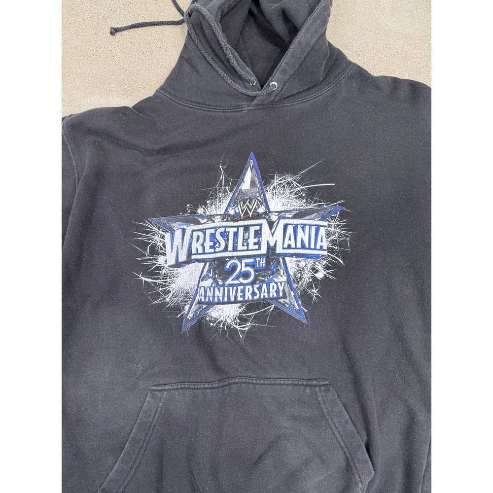 WWE Y2K 2009 Pre Shrunk Wrestlemania 25th Anniversary Black Hoodie Size M - Picture 8 of 15